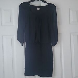 B Darlin Black Sheath Dress with Bishop Sleeves